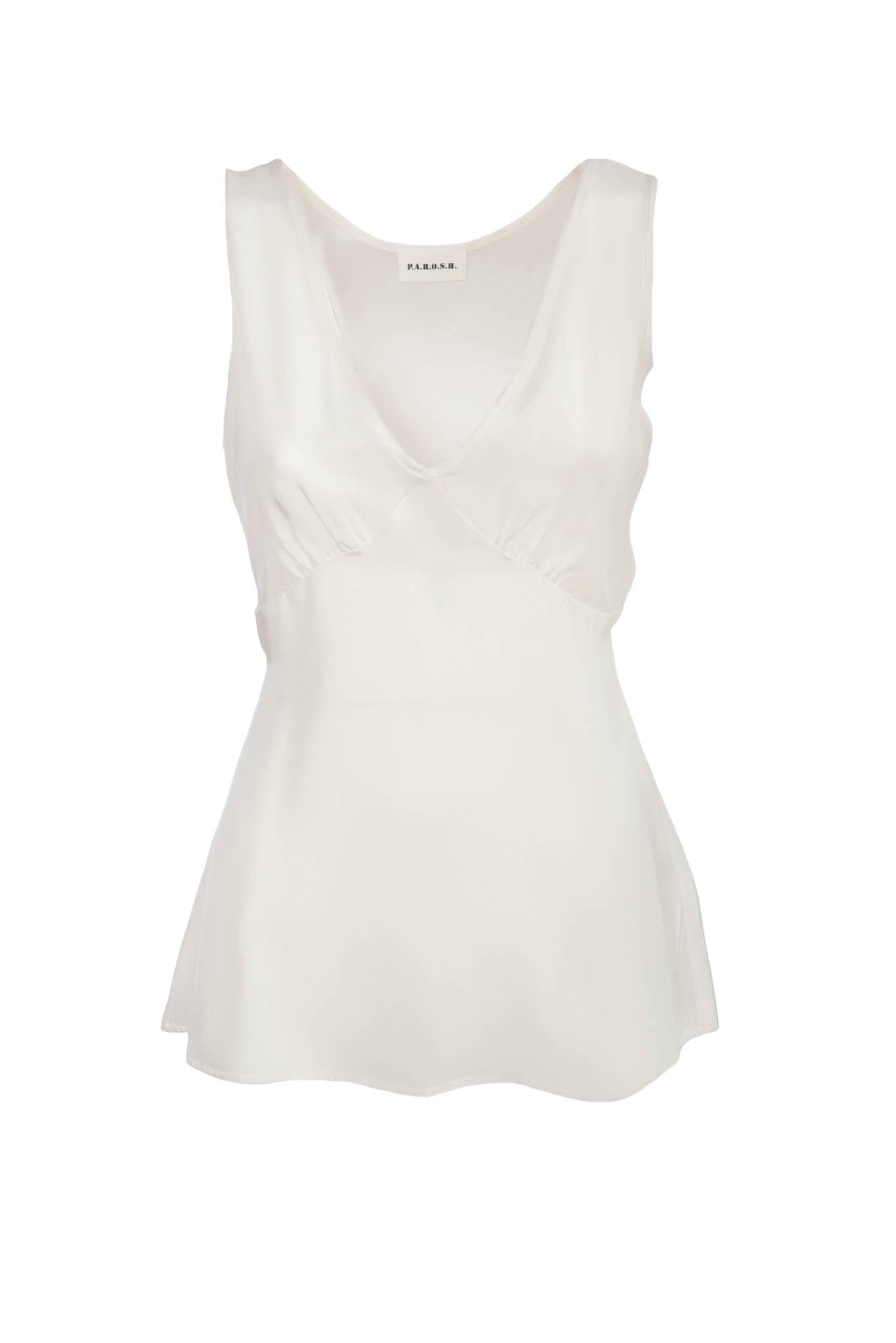 Blusa in satin di seta SOFIAD311504 002 P.A.R.O.S.H. Panna 