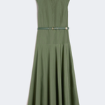 Abito a ruota in popeline di cotone 2616221052600 069 MAX MARA STUDIO Verde militare 