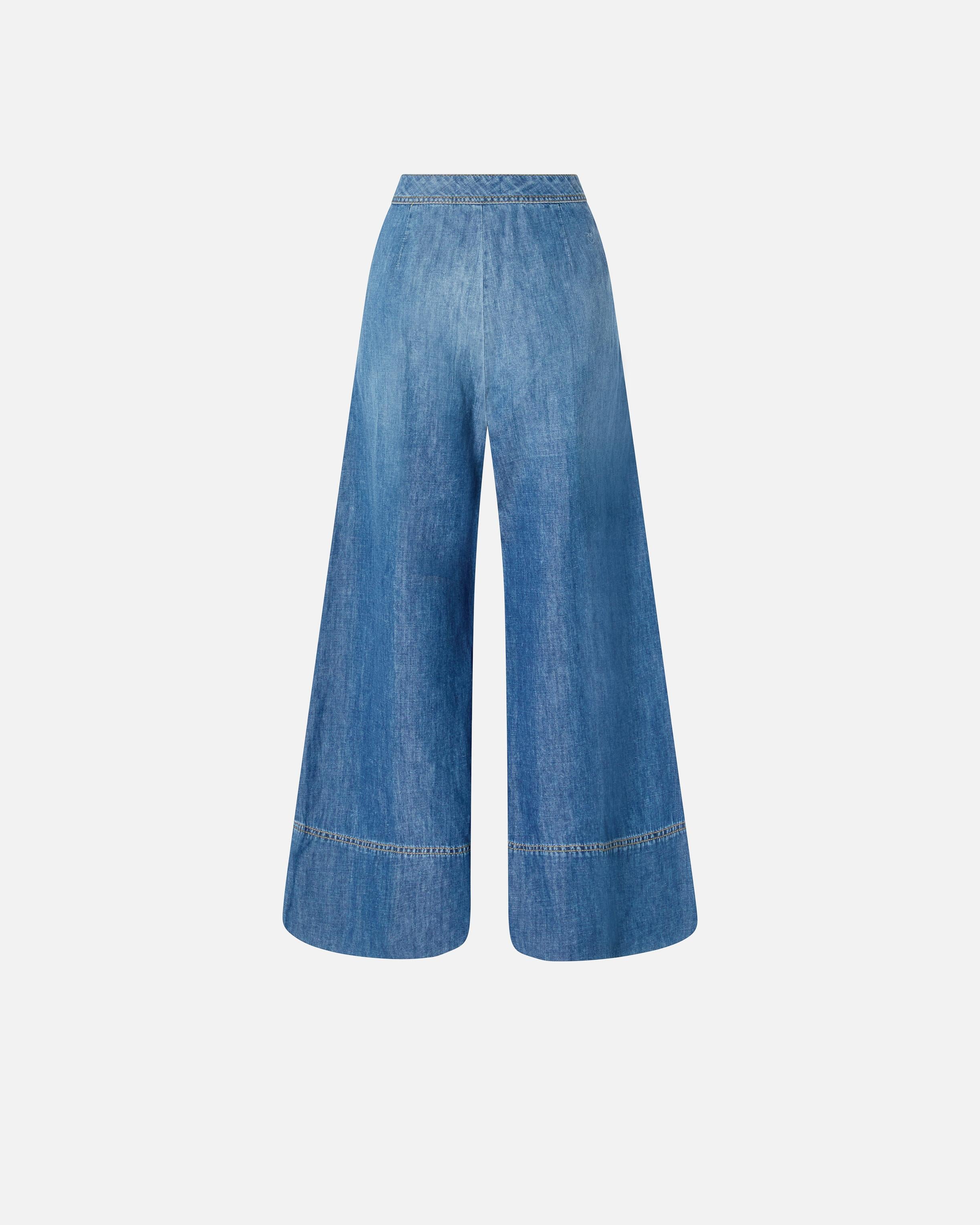 Jeans palazzo in denim misto lino 104823A2GQ PJC PINKO Lav. medio scuro 