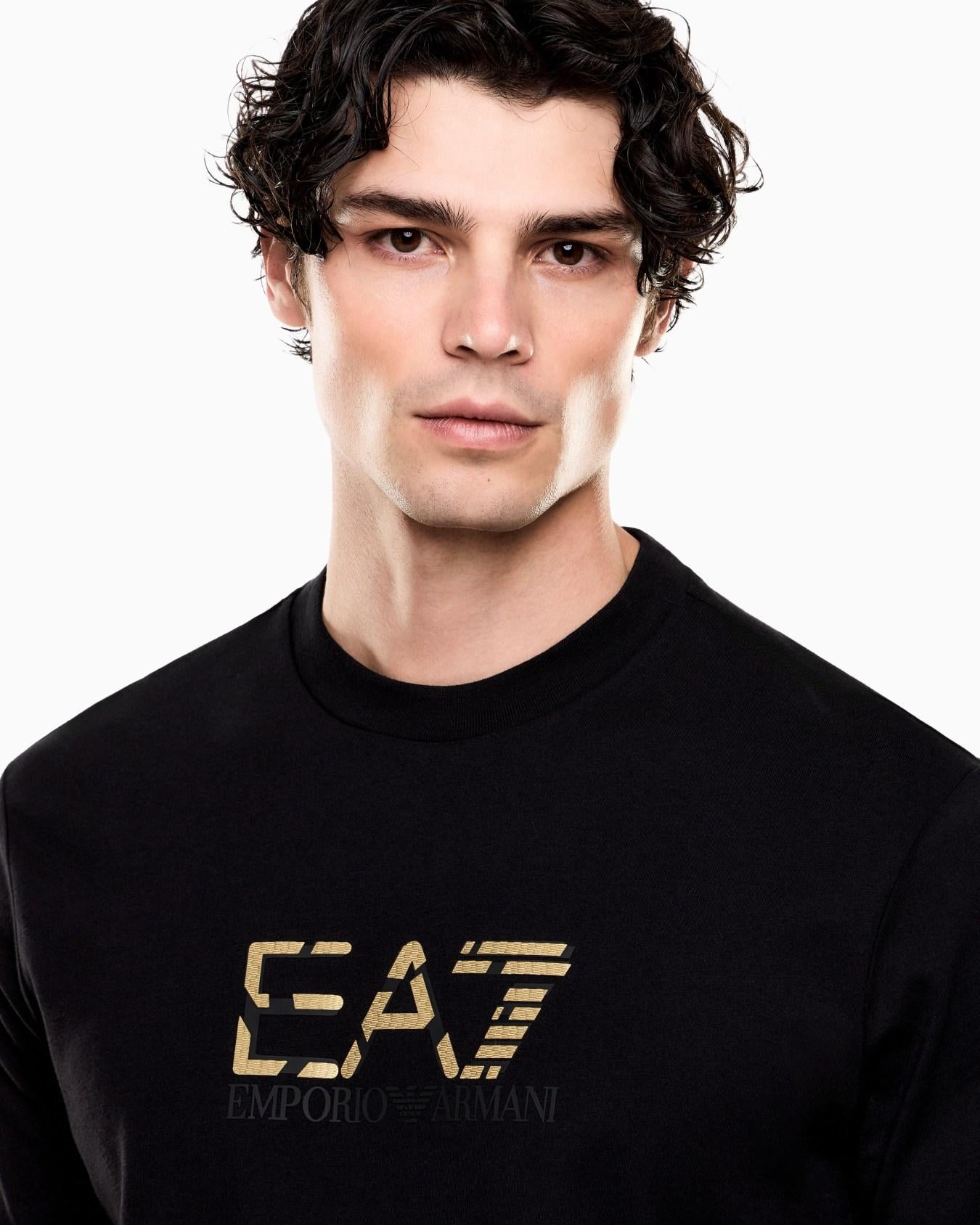T-shirt girocollo Premium Label in jersey di cotone 7M001562 AF17789 UC001 EA7 Black 