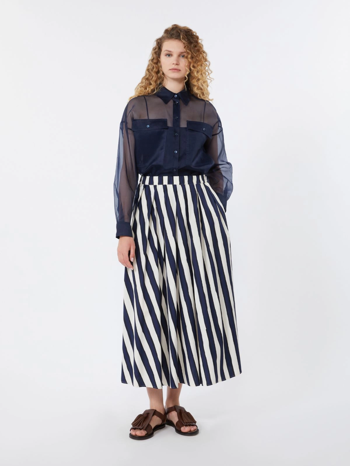 Camicia in organza di seta 2615261012600 004 MAX MARA WEEKEND Blu 