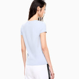 T-shirt in jersey di cotone con logo 7W000977 AF10373 U9309 EA7 Light blue 