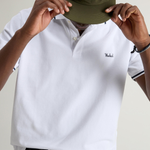 Polo Monterey in piquet di cotone elasticizzato con bordi a righe CFWOPO0066MRUT2556 8041 WOOLRICH Bright white 
