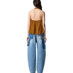 Top leggero con lacci e dettagli texani 106944A3AX L25 PINKO Bronzo 
