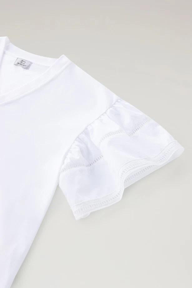 T-Shirt Lakeside in puro cotone con maniche a sbuffo CFWWTE0076FRUT3397 8041 WOOLRICH Bright white 