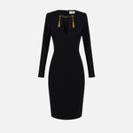Abito in crêpe leggero con catena gioiello AB80557E2 110 ELISABETTA FRANCHI Black 