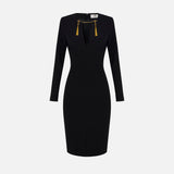 Abito in crêpe leggero con catena gioiello AB80557E2 110 ELISABETTA FRANCHI Black 