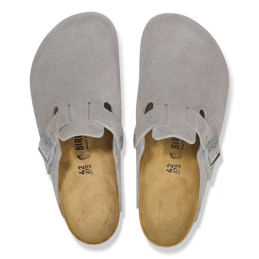 Sabot in suede BOSTON 1027688 STONE COIN BIRKENSTOCK Stone coin 