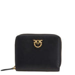 Portafoglio quadrato zip-around in pelle 100249A0F1 Z99Q PINKO Nero-antigue 