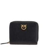 Portafoglio quadrato zip-around in pelle 100249A0F1 Z99Q PINKO Nero-antigue 