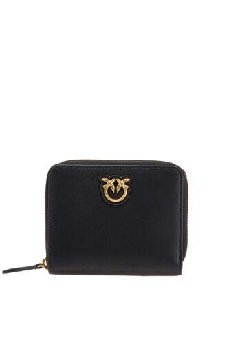 Portafoglio quadrato zip-around in pelle 100249A0F1 Z99Q PINKO Nero-antigue 