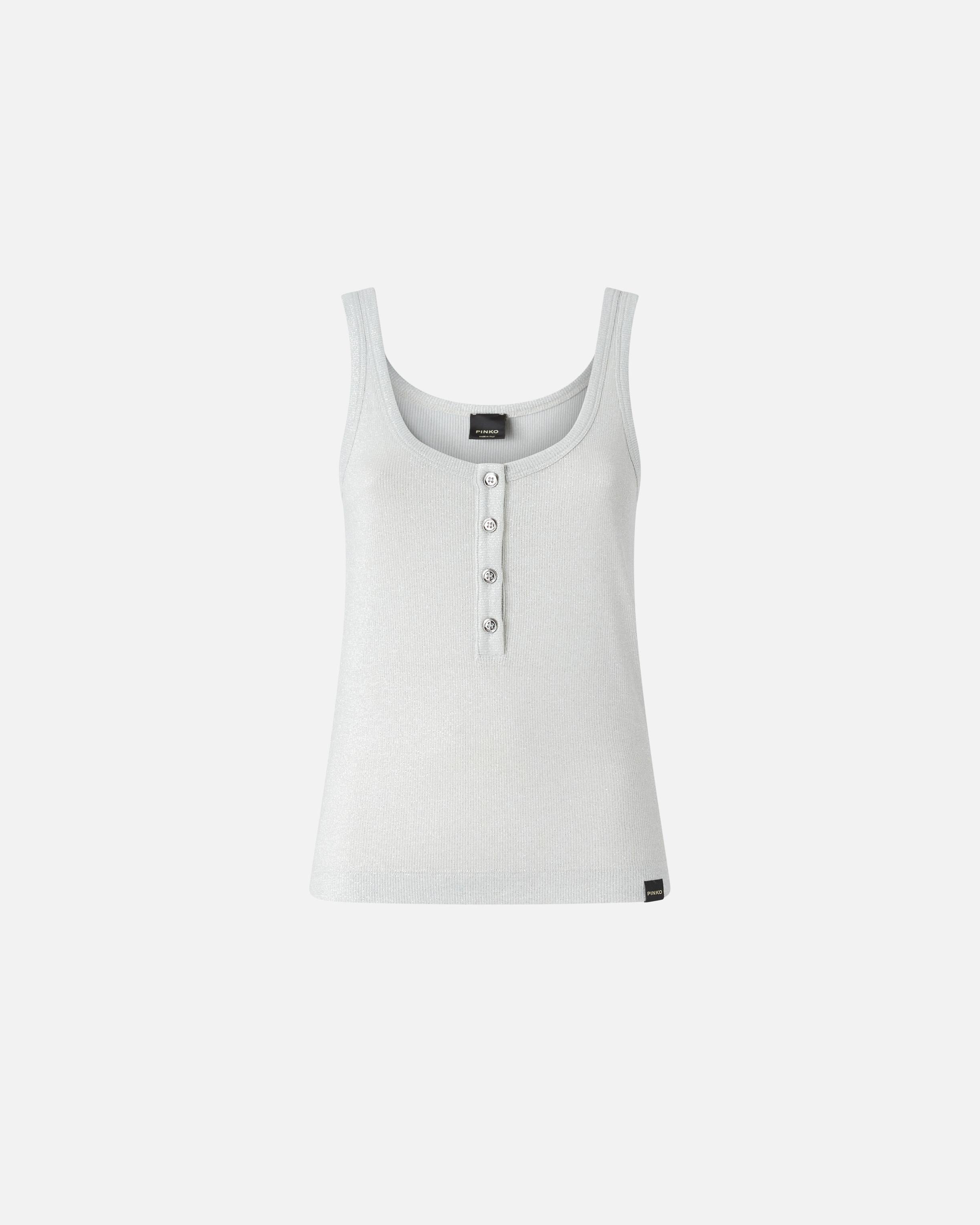 Top a canotta in maglia metallizzata con bottoni 104649A2CQ I17 PINKO Argento-metallizzato 
