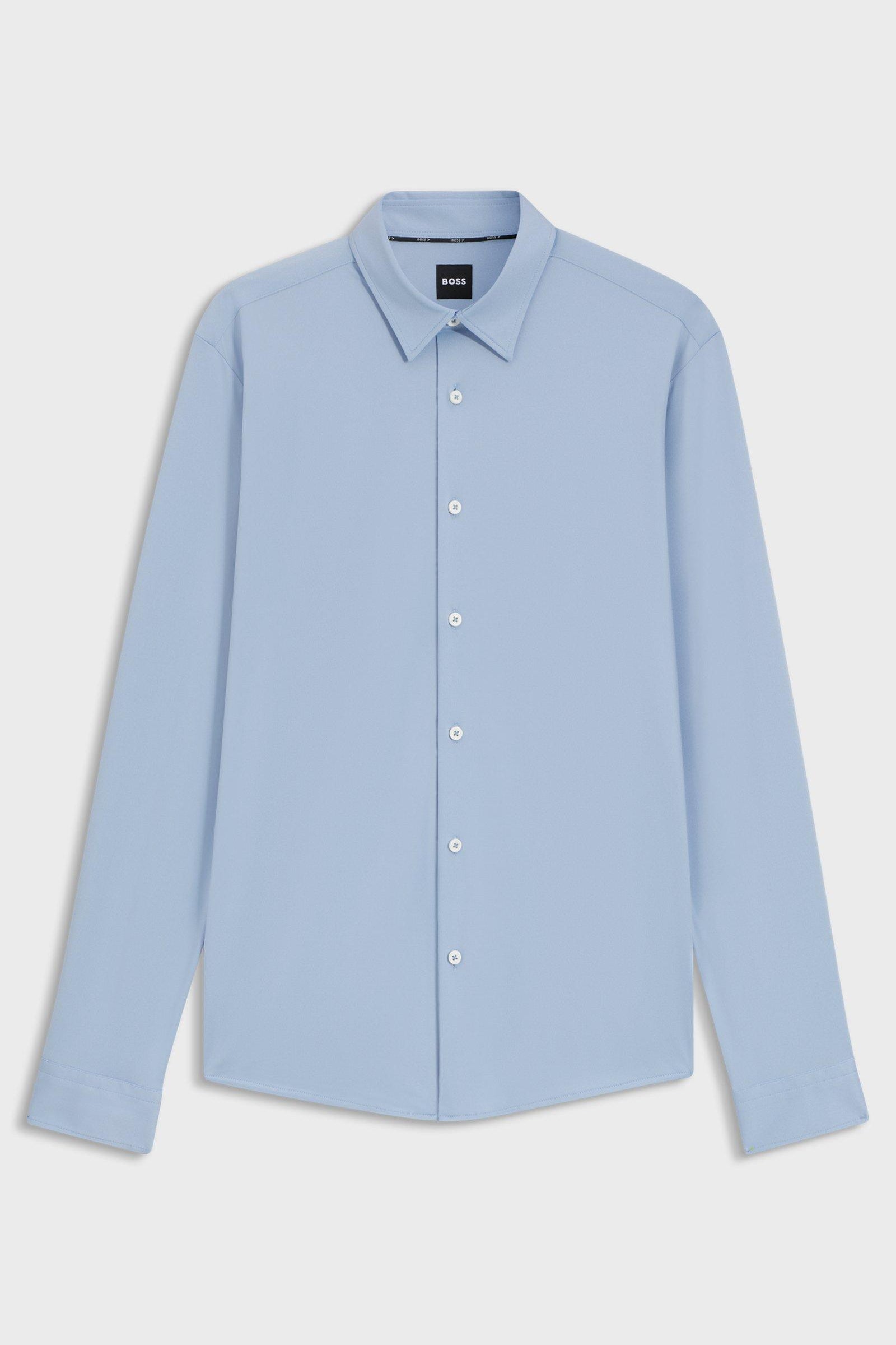 Camicia slim fit in tessuto performance 50533434 10253542 01 450 BOSS Light pastel blue 