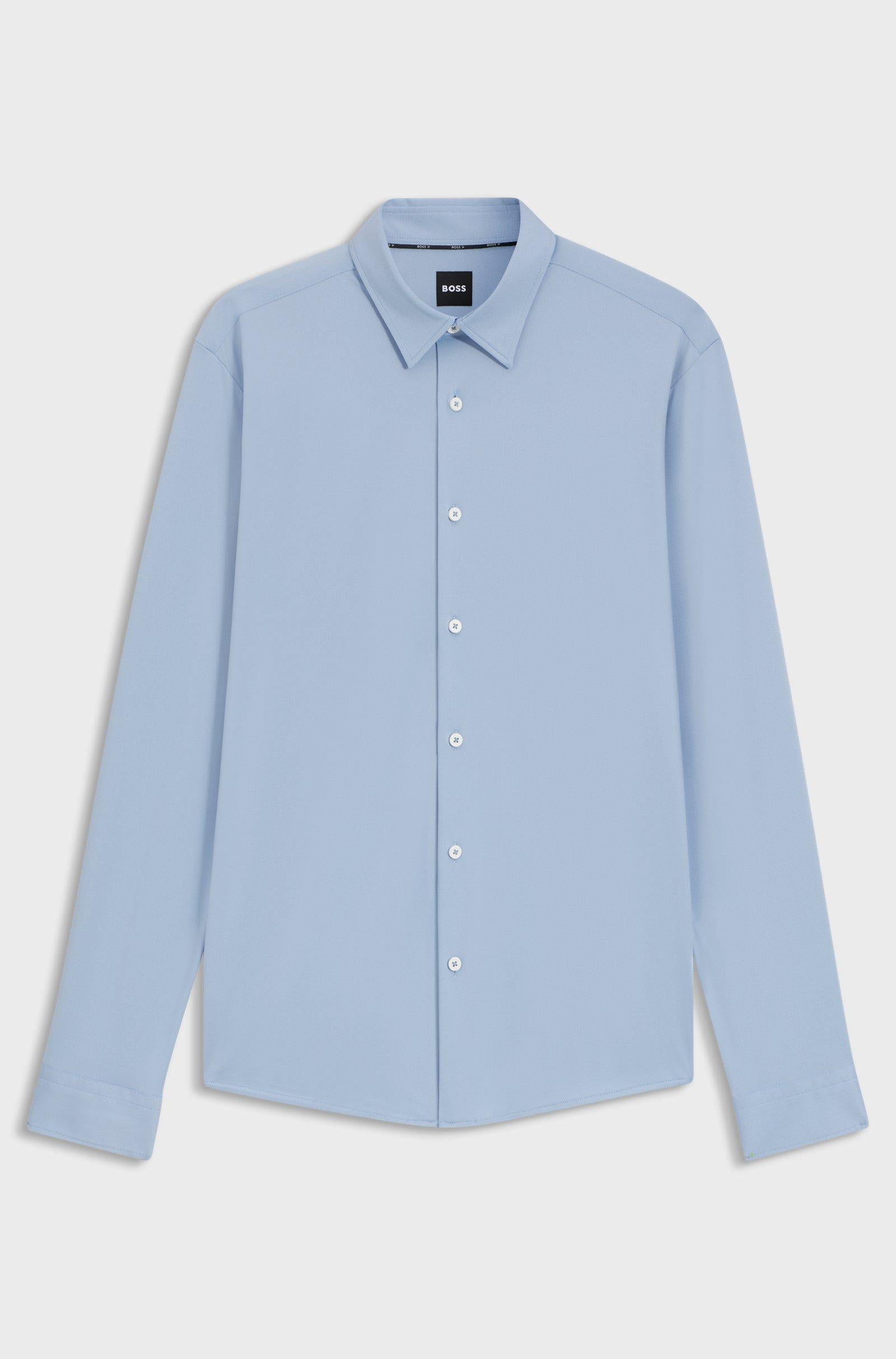 Camicia slim fit in tessuto performance 50533434 10253542 01 450 BOSS Light pastel blue 