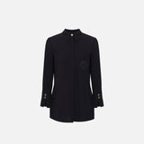Camicia in georgette con patch logo CA09146E2 110 ELISABETTA FRANCHI Nero 