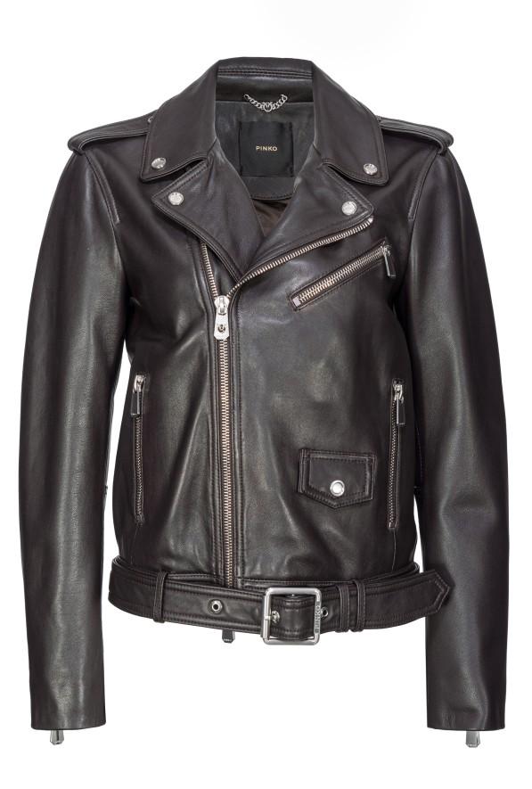 Biker in pelle 103897A21L M04 PINKO Marrone oltre buio 