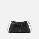 Borsa a spalla grande in pelle con logo 105825A0QO Z99Q PINKO Nero-antigue 