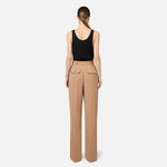 Pantalone dritto in crêpe fermo con rivetto stemma PA02646E2 032 ELISABETTA FRANCHI Camel 