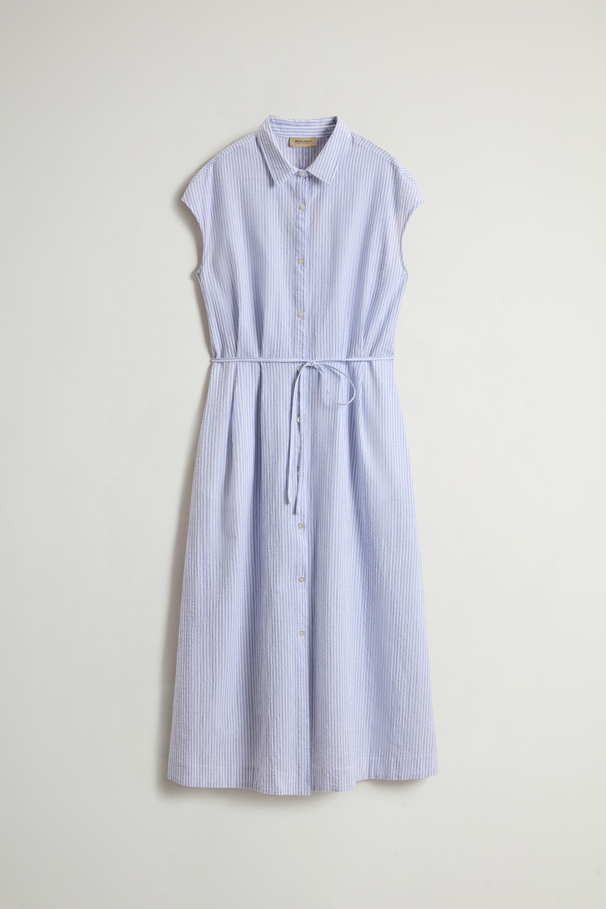 Chemisier in cotone seersucker elasticizzato CFWWDR0186FRUT4070 31010 WOOLRICH Blue stripe 