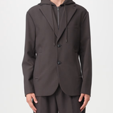 Blazer con pettorina e cappuccio in misto viscosa 6R1G73 1NFTZ 05A6 EMPORIO ARMANI Verde militare 