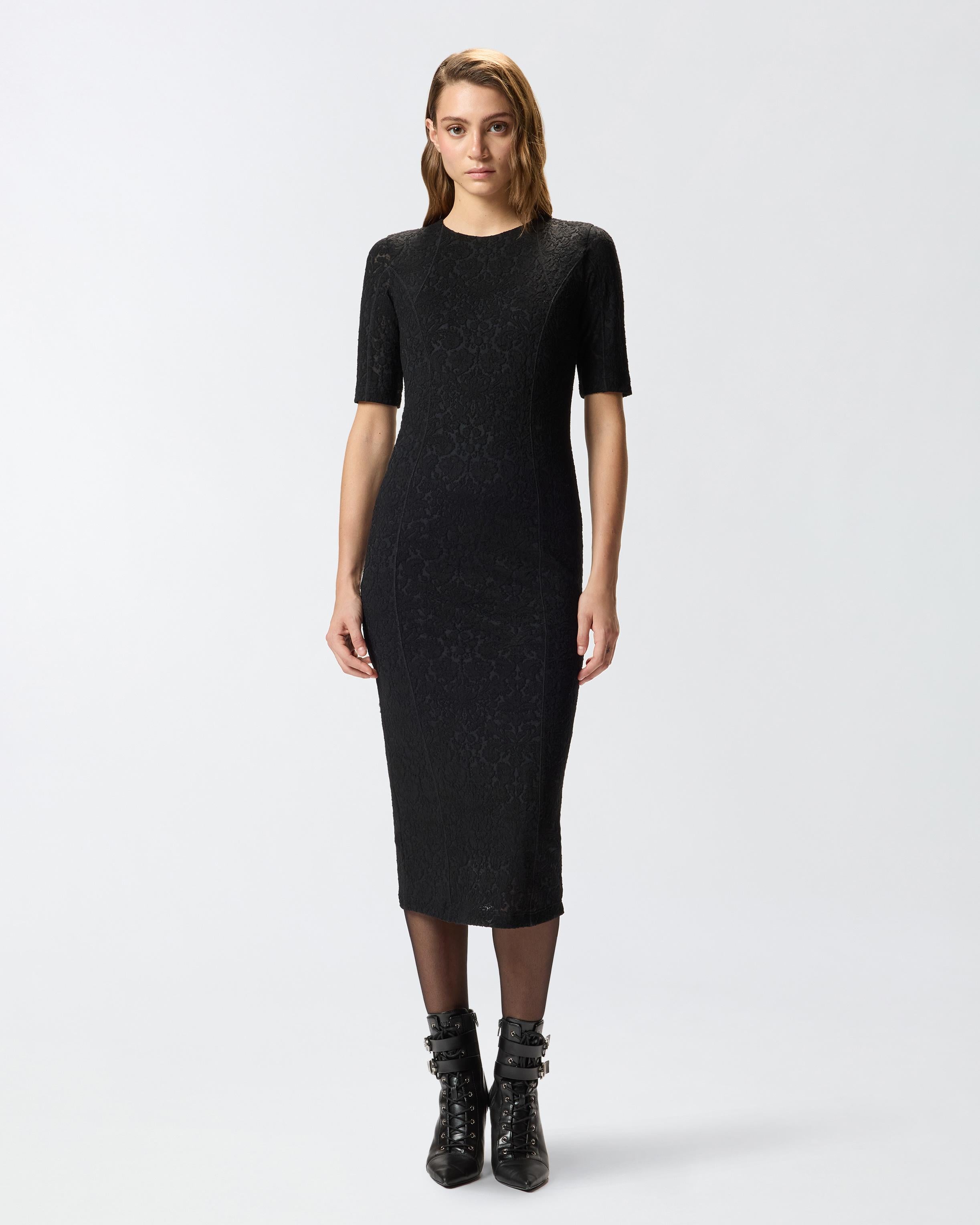 Abito midi in pizzo di maglia 105653A2TW Z99 PINKO Nero limousine 