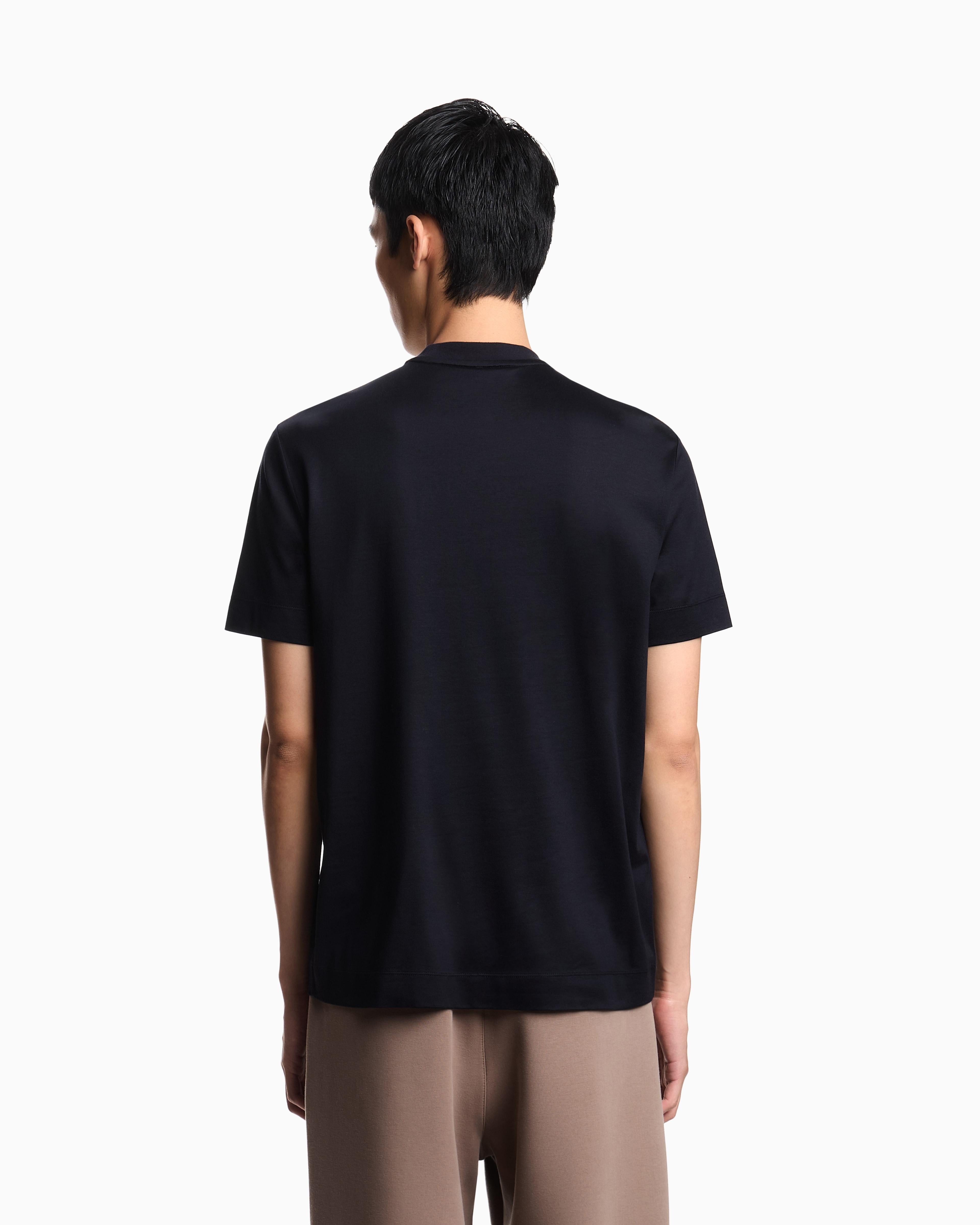 T-shirt con maxi ricamo in jersey misto lyocell ASV EM003007 AF18312 UB118 EMPORIO ARMANI Blue navy 