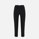 Pantaloni in crêpe leggero e raso PA18562E2 110 ELISABETTA FRANCHI Nero 