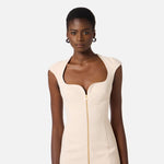 Abito in doppio crêpe stretch AB90061E2 193 ELISABETTA FRANCHI Burro 