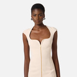 Abito in doppio crêpe stretch AB90061E2 193 ELISABETTA FRANCHI Burro 
