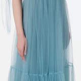 Abito red carpet in tulle con volant sulle maniche AB46532E2 016 ELISABETTA FRANCHI Carta da zucchero 