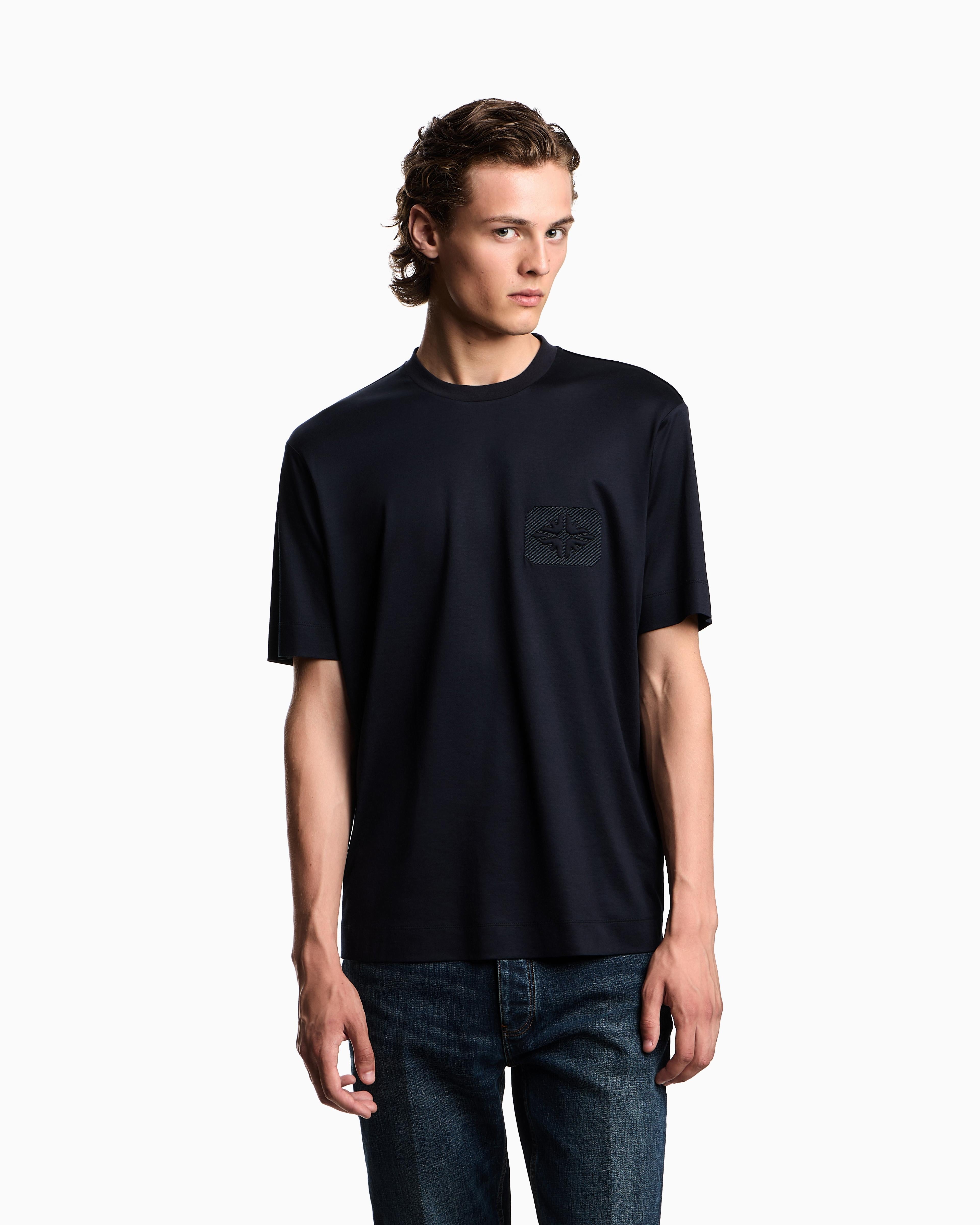 T-shirt in lyocell con logo aquile bombate a rilievo ASV EM002938 AF18312 UB118 EMPORIO ARMANI Blue navy 