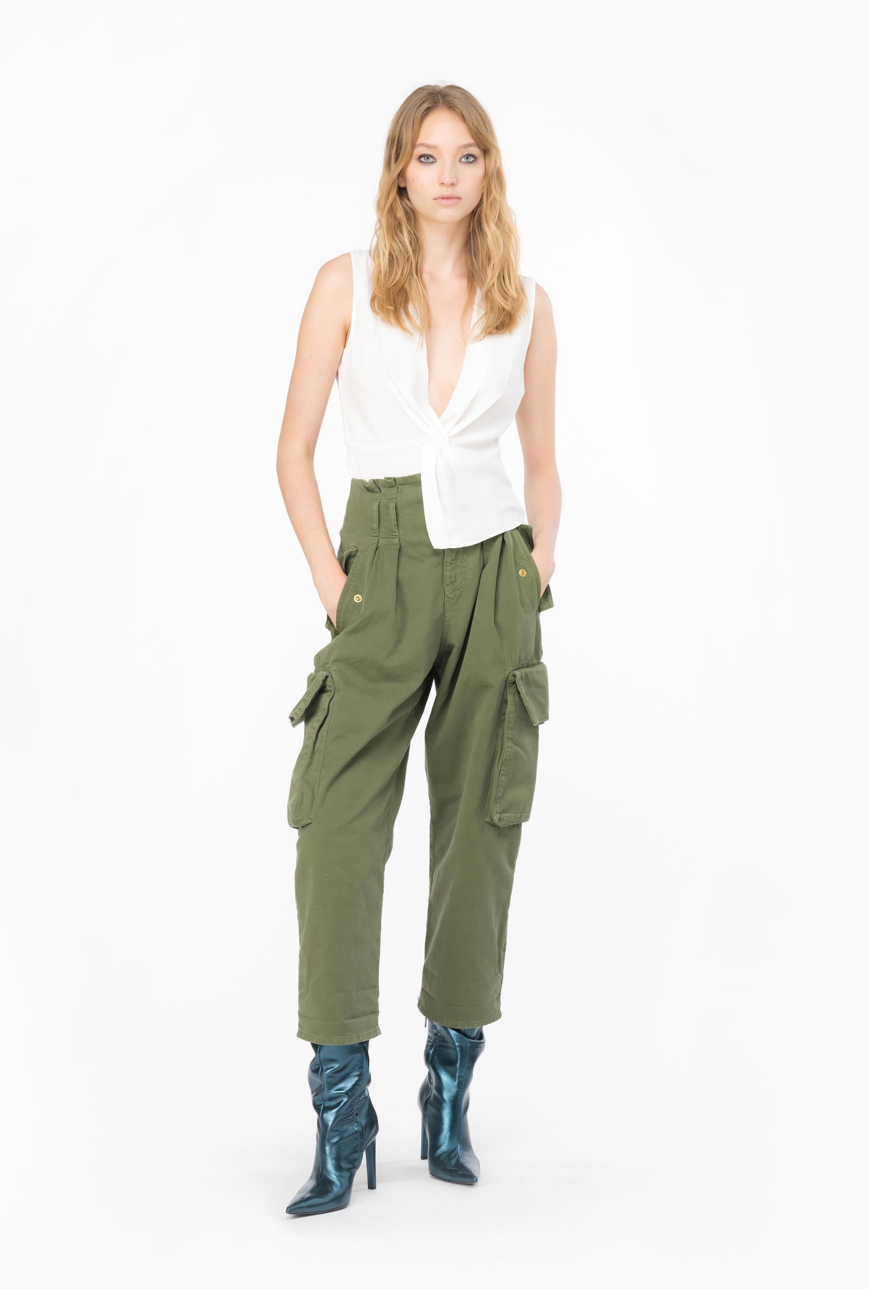 Top scollo a V in crèpe 1015868889 Z05 PINKO White 