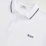 Polo Monterey in piquet di cotone elasticizzato con bordi a righe CFWOPO0066MRUT2556 8041 WOOLRICH Bright white 
