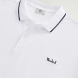 Polo Monterey in piquet di cotone elasticizzato con bordi a righe CFWOPO0066MRUT2556 8041 WOOLRICH Bright white 