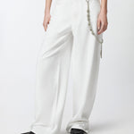 Pantaloni larghi loose fit con catena gioiello 104601A2DO Z04 PINKO Bianco 