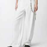 Pantaloni larghi loose fit con catena gioiello 104601A2DO Z04 PINKO Bianco 