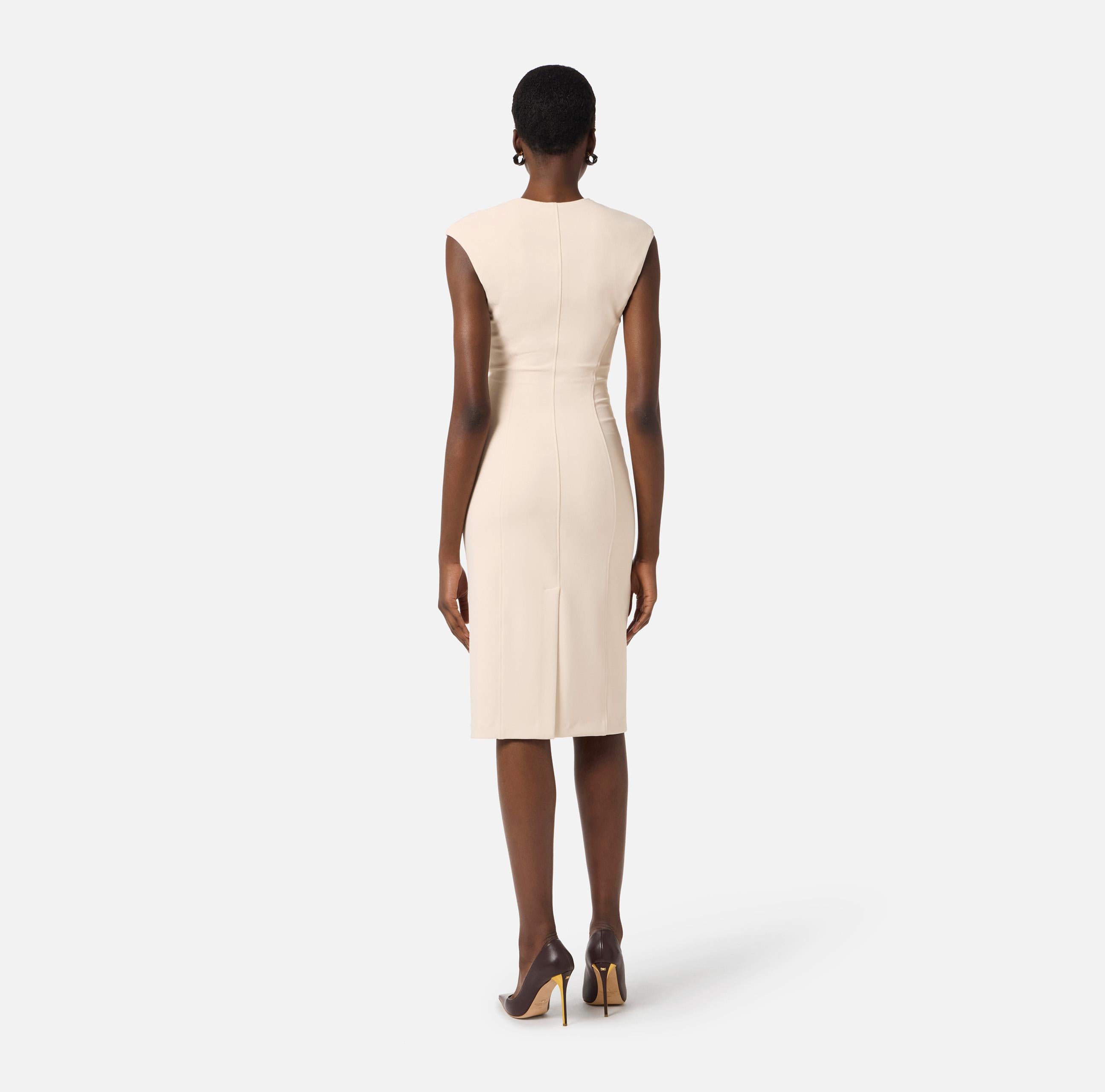 Abito in doppio crêpe stretch AB90061E2 193 ELISABETTA FRANCHI Burro 