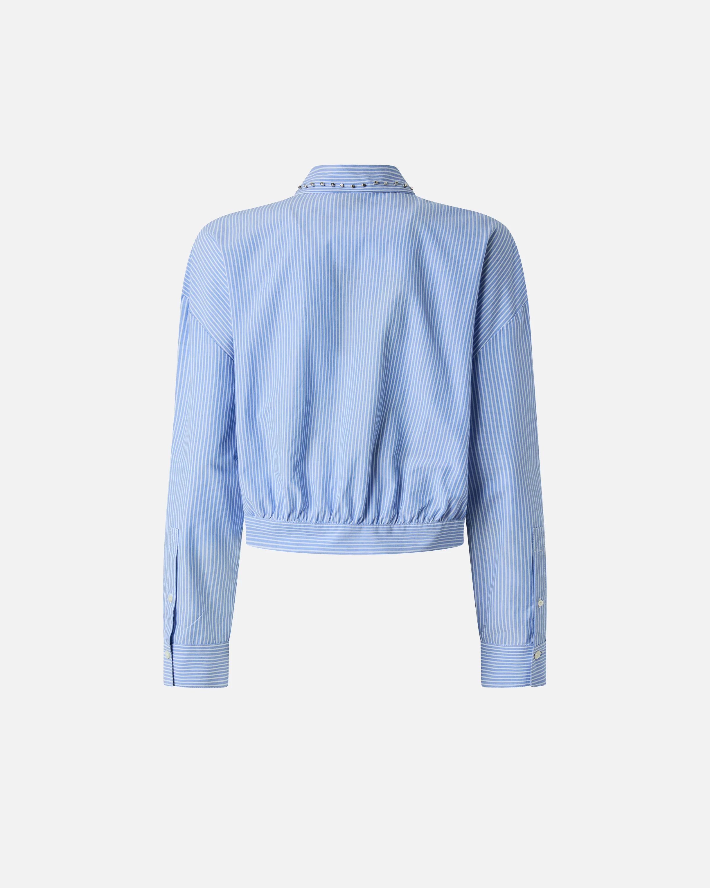 Camicia cropped a righe con colletto gioiello 106277A32R ZE5 PINKO Bianco/azzurro 