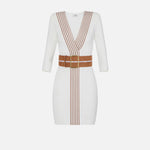 Abito in maglia con bande a righe AM01S61E2 AQ6 ELISABETTA FRANCHI Avorio/cuoio 