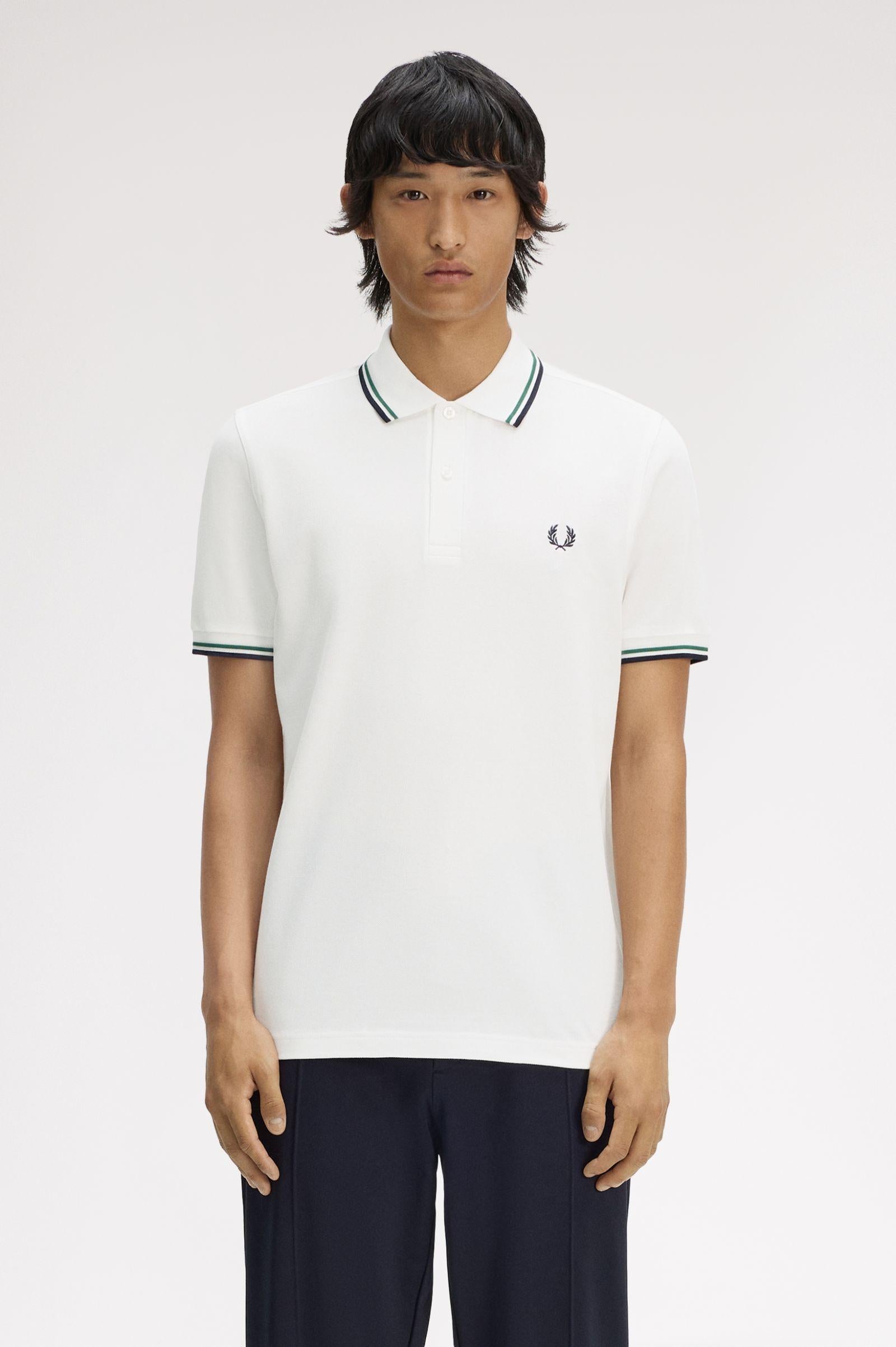 Polo manica corta M3600 02C FRED PERRY Snowwht/sgrn/nvy 
