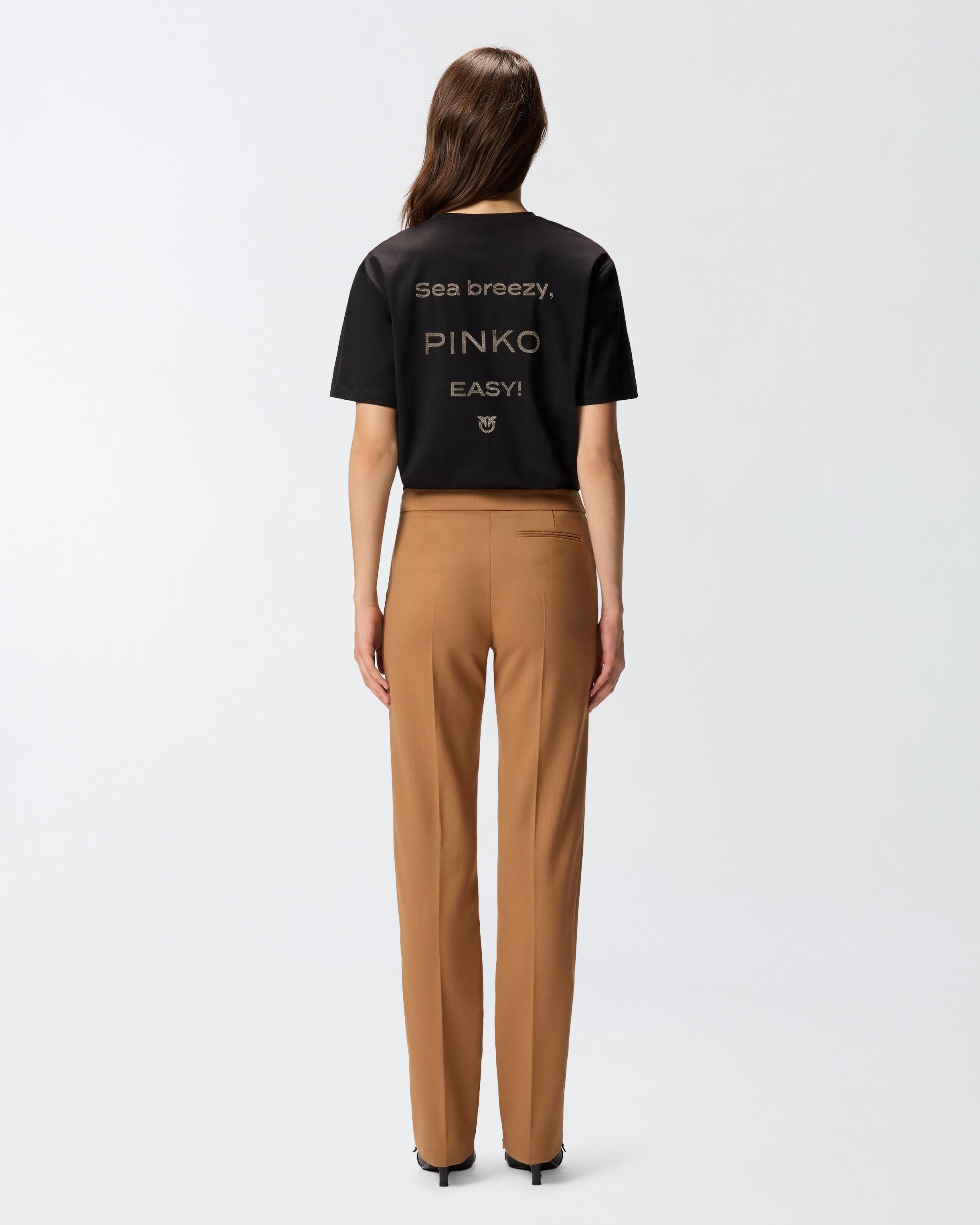 T-shirt logo strass 105526A2RM Z99 PINKO Nero limousine 