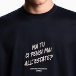 T-shirt in jersey misto lyocell con ricamo frase summer mood ASV EM003649 AF18312 UB118 EMPORIO ARMANI Blue navy 