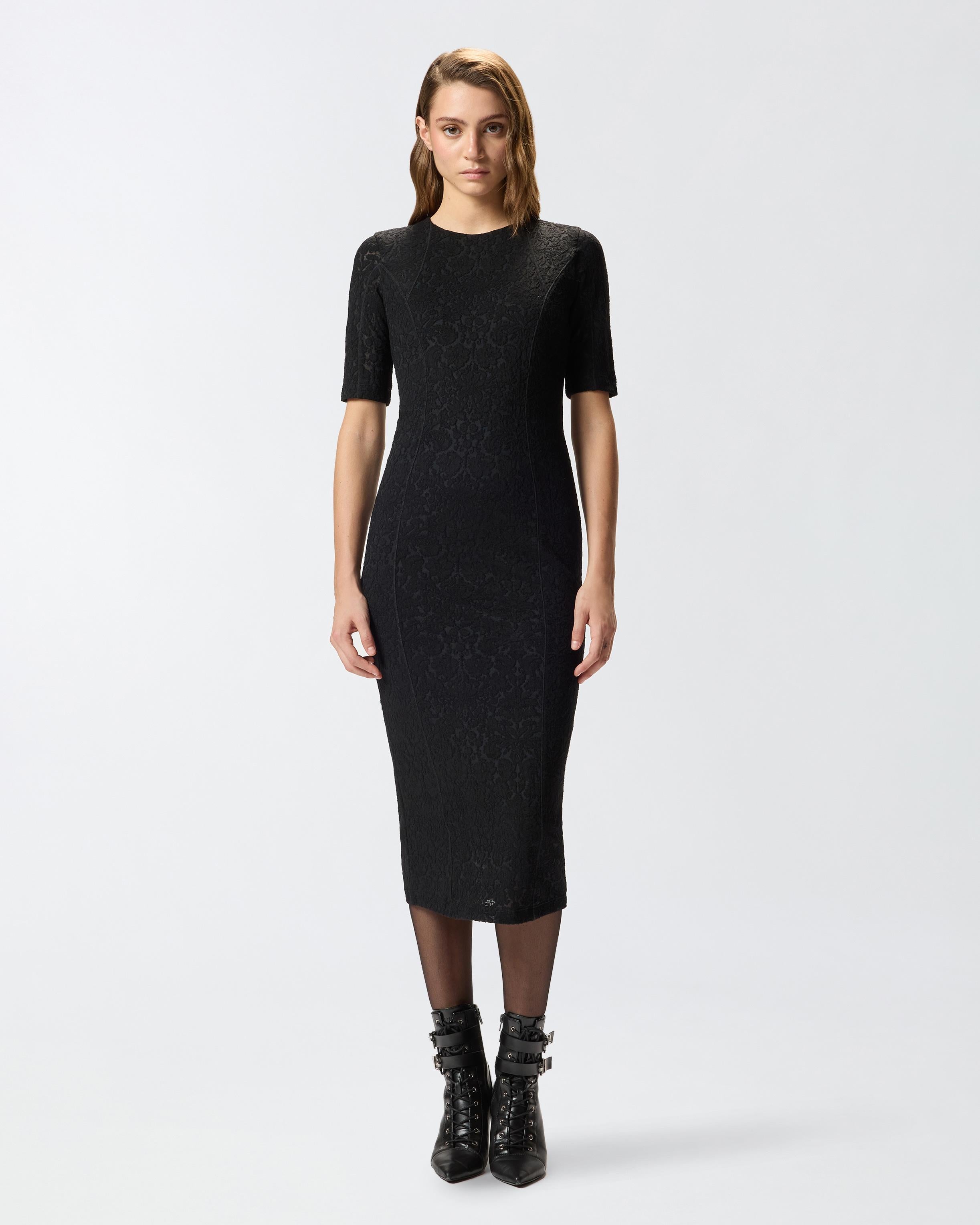 Abito midi in pizzo di maglia 105653A2TW Z99 PINKO Nero limousine 
