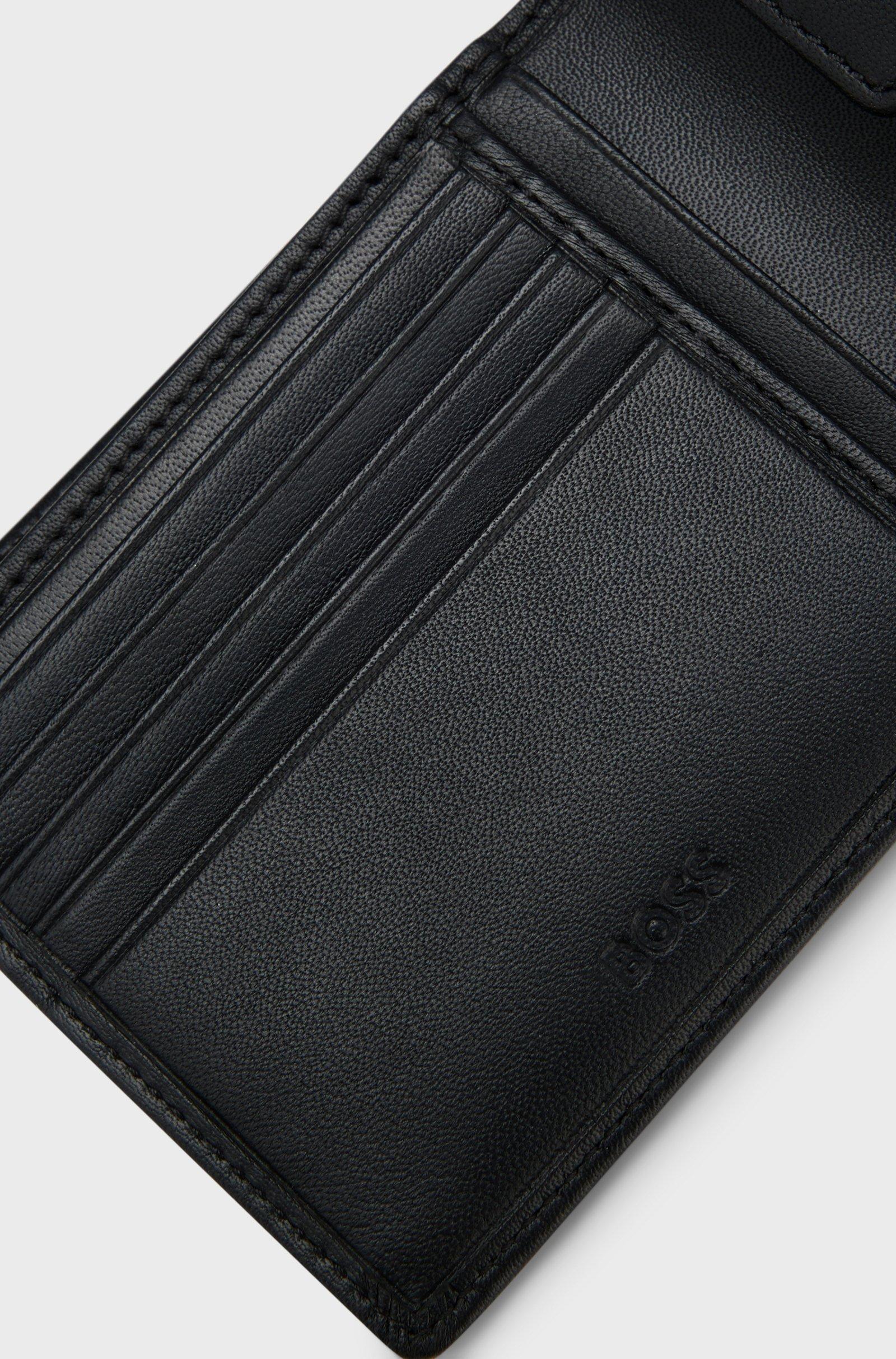 Portafoglio bi-fold in pelle martellata con logo goffrato 50470459 10241555 01 001 BOSS Black 