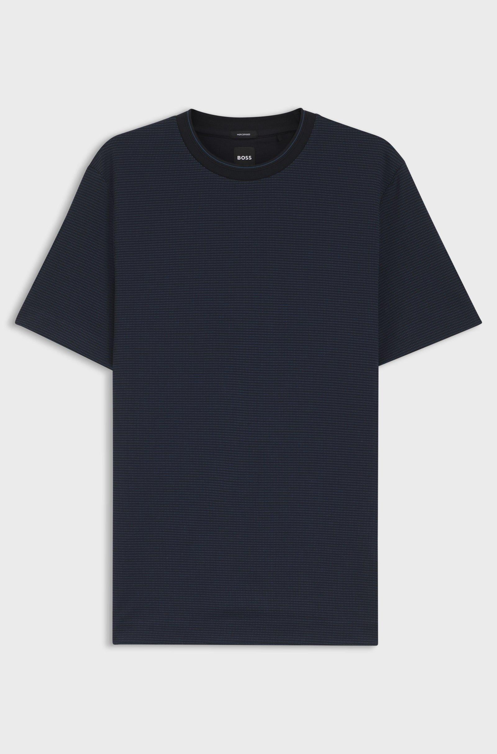 T-shirt in cotone mercerizzato con motivo jacquard 50559775 10279650 01 404 BOSS Dark blue 