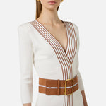 Abito in maglia con bande a righe AM01S61E2 AQ6 ELISABETTA FRANCHI Avorio/cuoio 