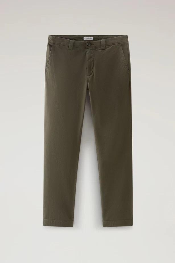 Pantaloni chino in cotone tinto in capo CFWOTR0138MRUT3343 614 WOOLRICH Dark green 