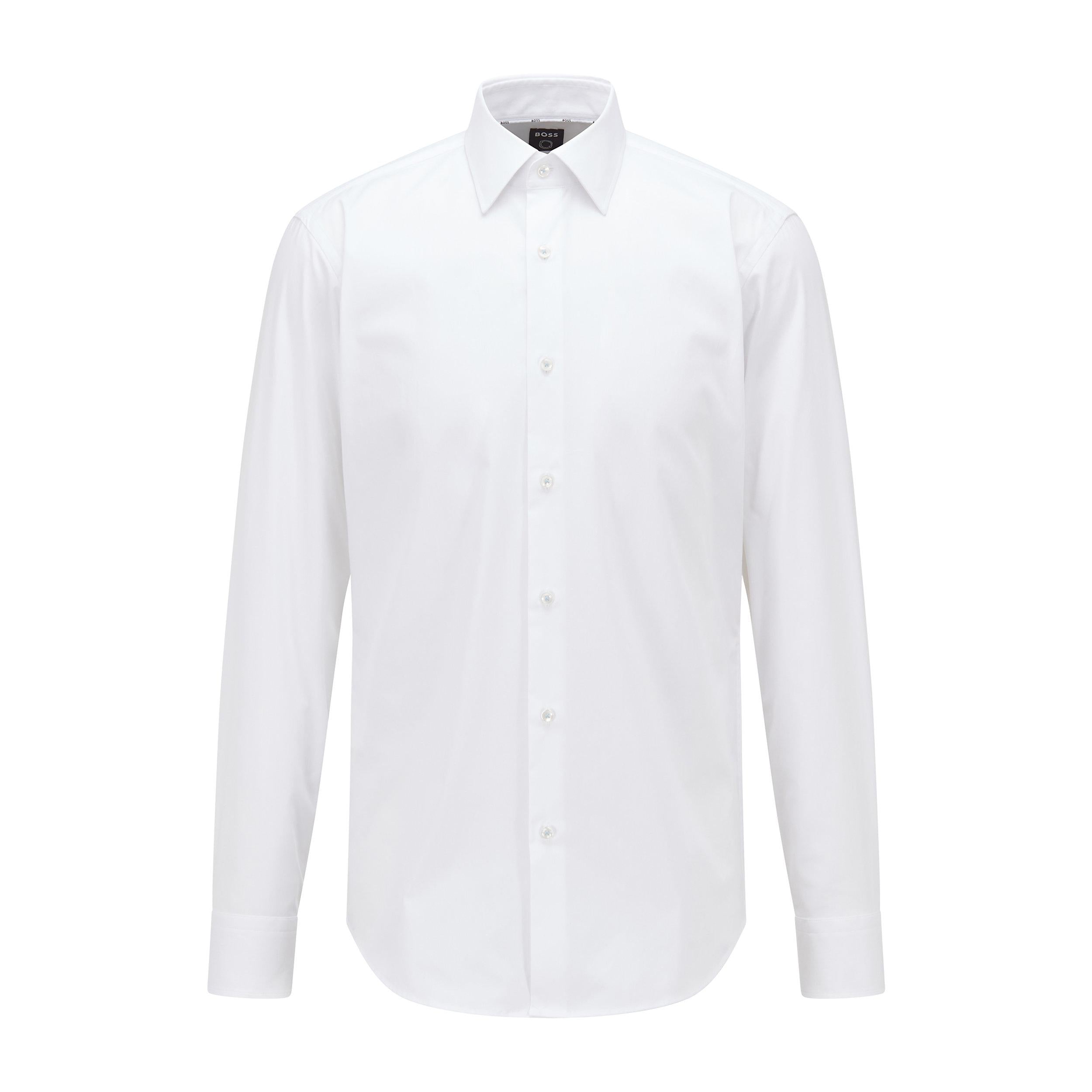 Camicia regular fit in cotone elasticizzato H-JOE-KENT-C1-214 10219212 01 50473265 100 BOSS White 