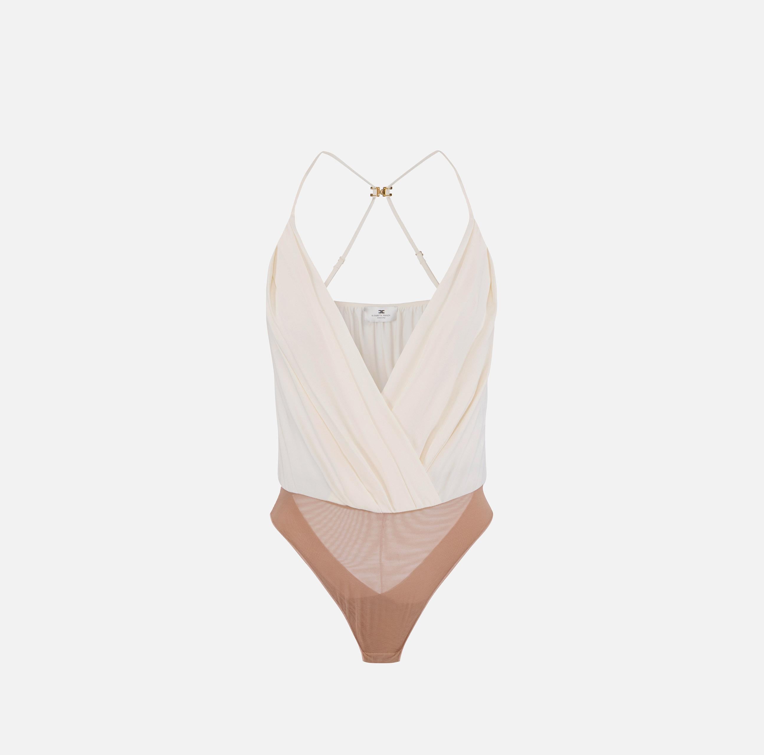 Body in georgette di viscosa BO01461E2 193 ELISABETTA FRANCHI Burro 