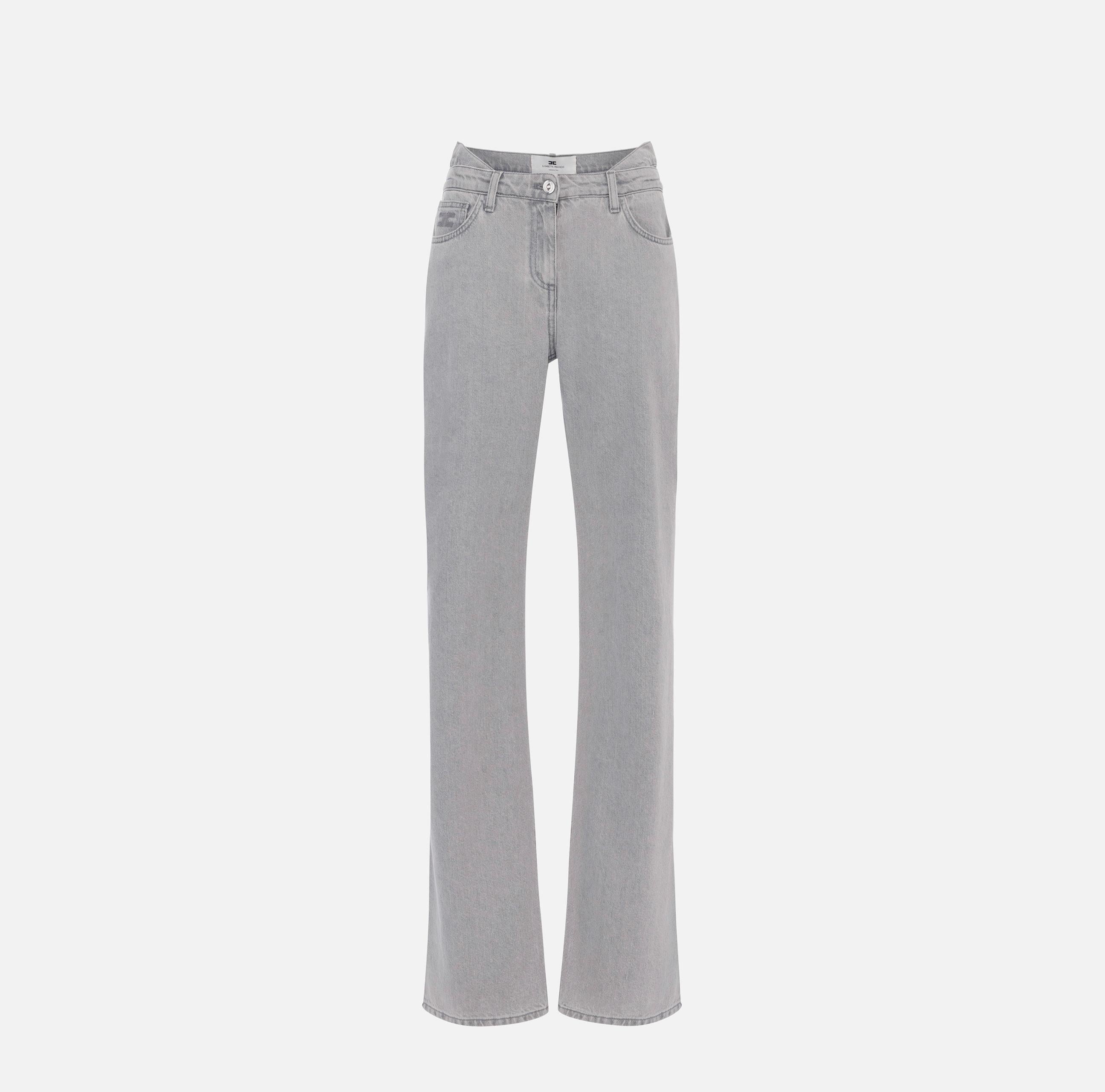 Jeans a vita doppia con logo ricamato PJ11D56E2 382 ELISABETTA FRANCHI Light grey 